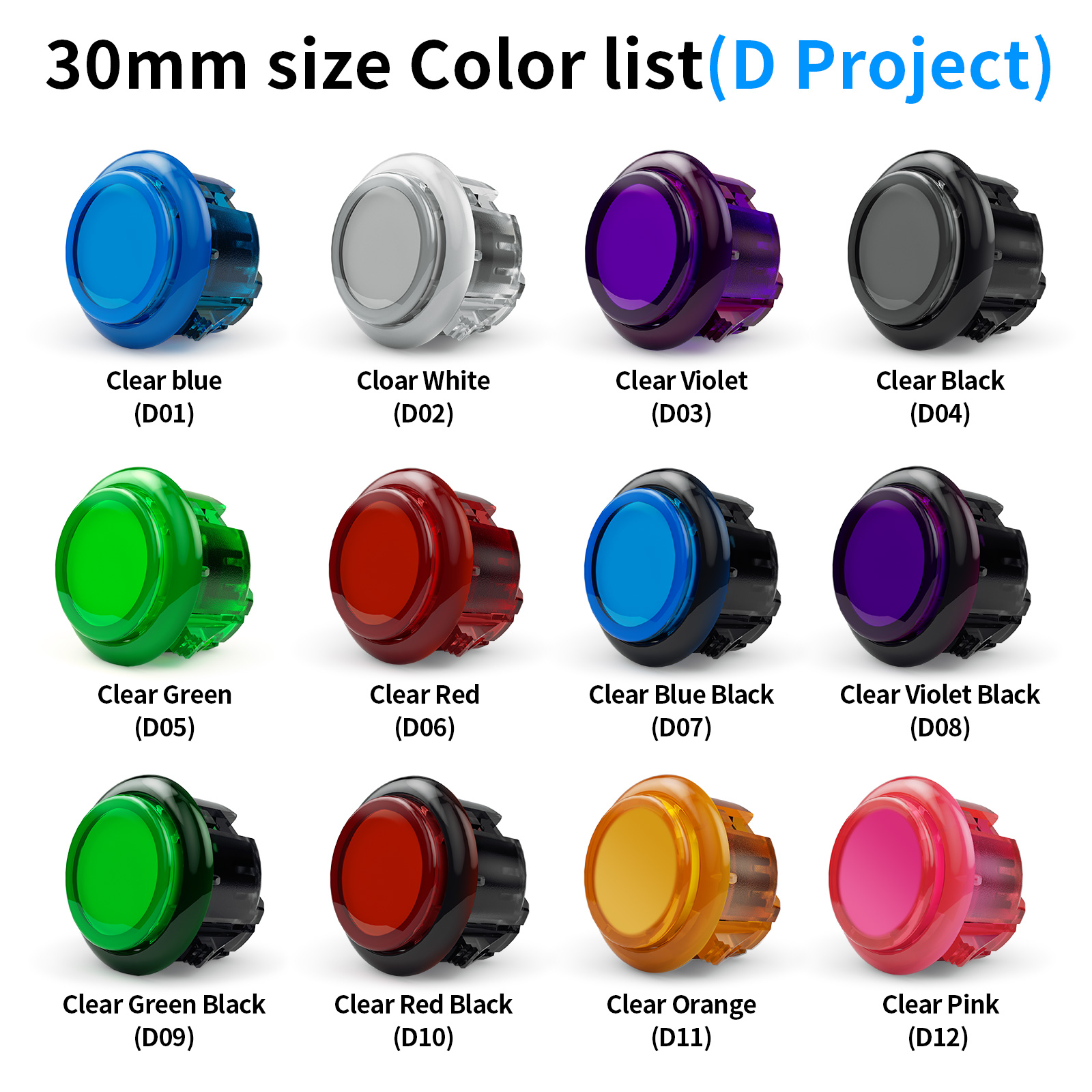 Arcade Buttons 24Mm 30Mm Snap In - Qanba แรงโน้มถ่วง KS Mechanical Shafts ปุ่มกดเงียบ