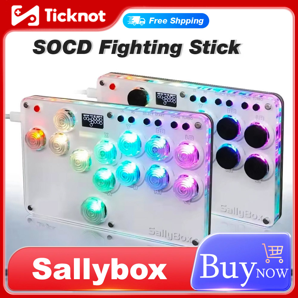 Arcade Fight Stick Hitbox Leverless - Ticknot มินิ hitbox socd เครื่องควบคุมอาเขตเลเวอร์เลสสำหรับ PS4/PS3/พีซี/สวิตช์